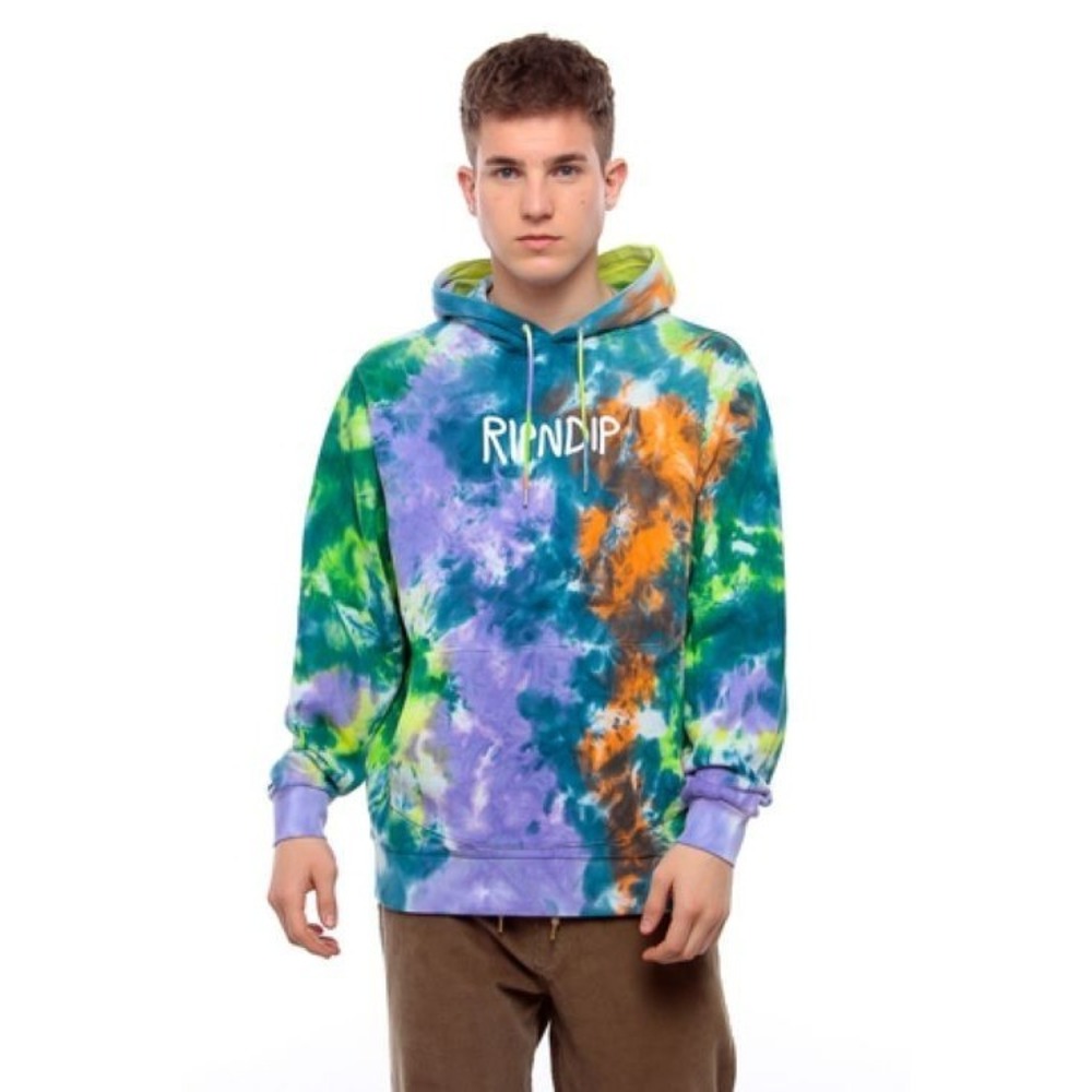 Ripndip Tie Dye Hoodie Men's Rubber Logo Long Sleeve Pullover Skate -‎ Small